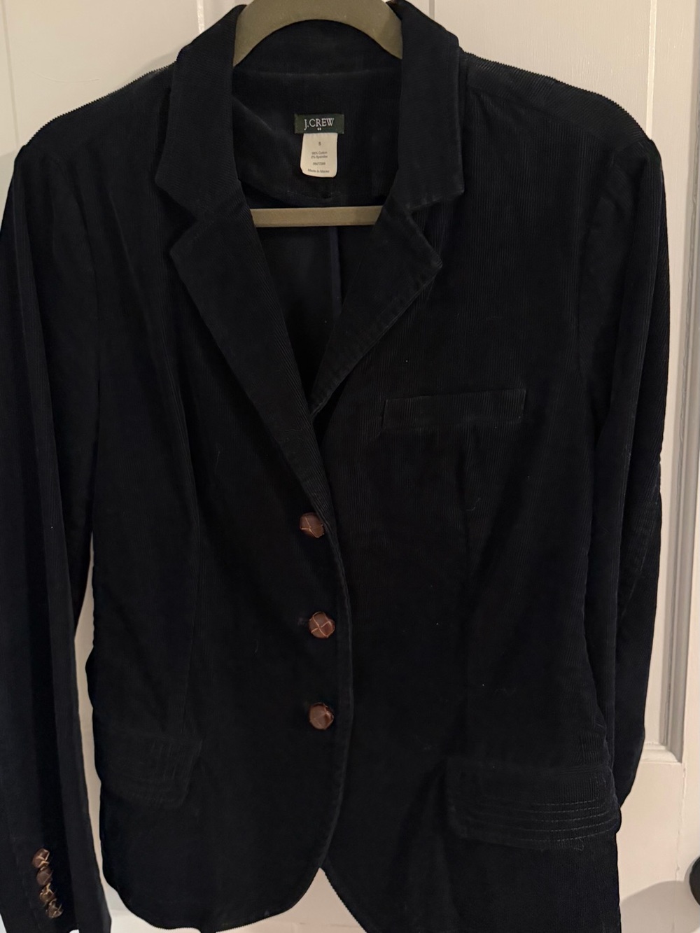 J. Crew Dark Navy Corduroy Blazer with Brown Buttons